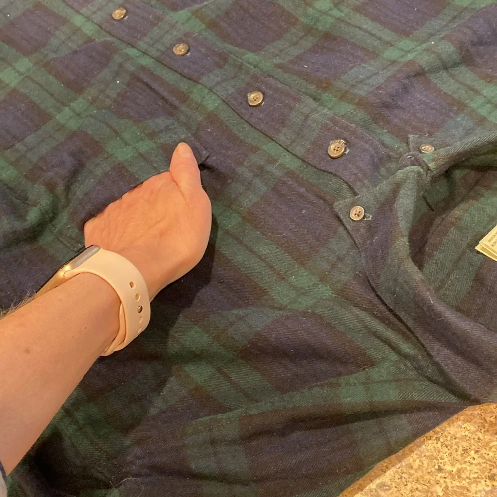 L.L. Bean Long Sleeve Plaid Flannel Cotton Shirt With FLAWS XXL Tall